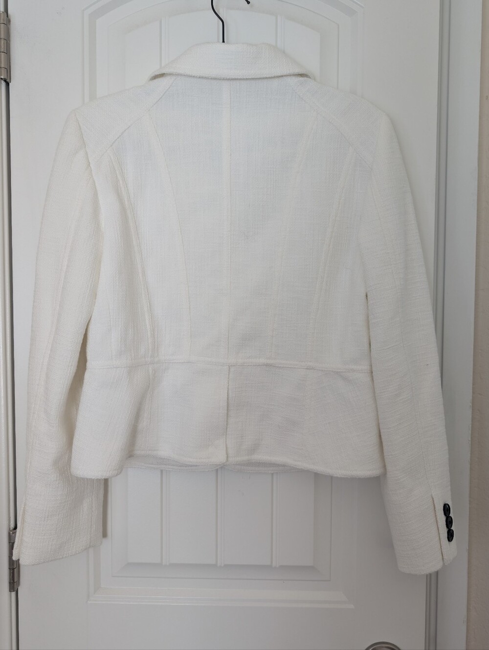 NWOT White Textured Fitted Utility Jacket Blazer M - Picture 7 of 10